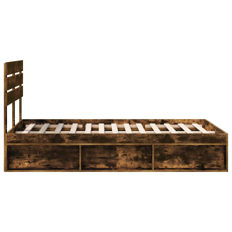 Ramka łóżka Dąb wędzony 135 x 190 cm Lite drewno sosnowe