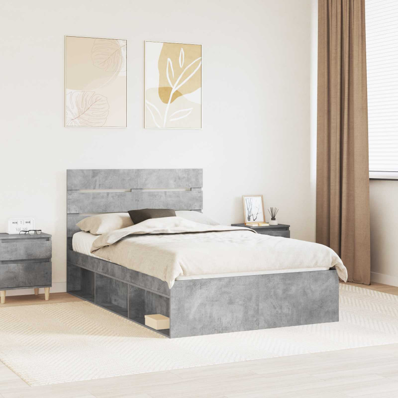 Ramka łóżka Betonowy 120 x 200 cm Lite drewno sosnowe
