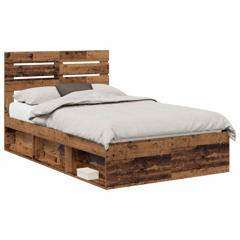 Ramka łóżka Stare drewno 135 x 190 cm Lite drewno sosnowe