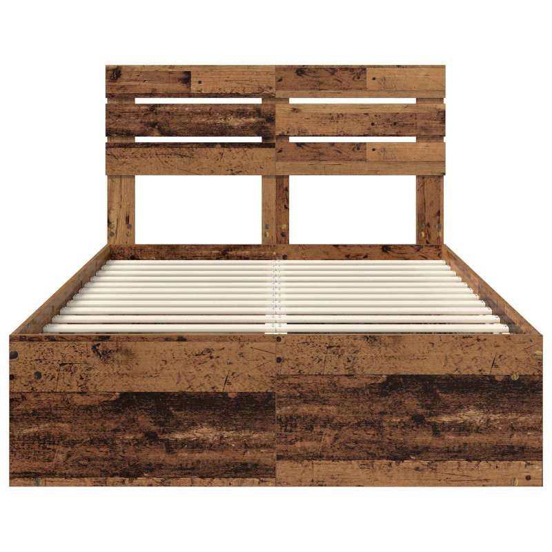Ramka łóżka Stare drewno 135 x 190 cm Lite drewno sosnowe