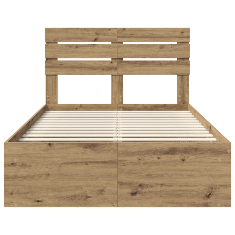 Ramka łóżka Dąb rzemieślniczy 135 x 190 cm Lite drewno sosnowe