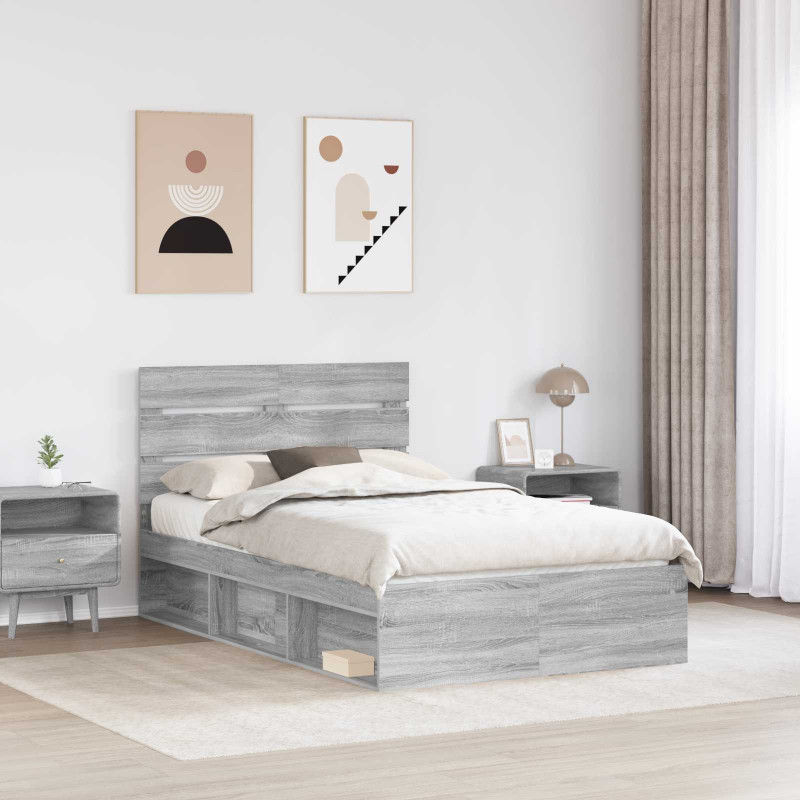 Ramka łóżka Szary Sonoma 120 x 200 cm Lite drewno sosnowe