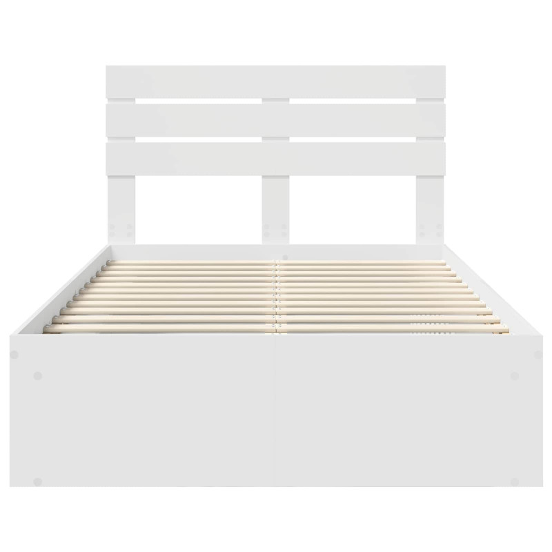 Ramka łóżka Z zagłówkiem Biały 120 x 200 cm Lite drewno sosnowe