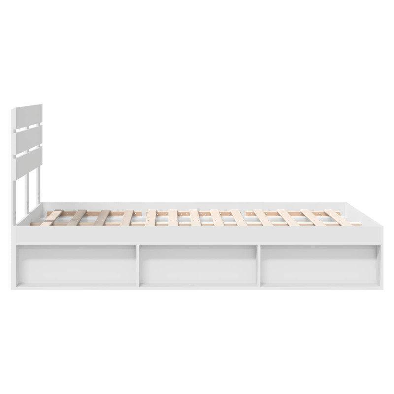 Ramka łóżka Z zagłówkiem Biały 120 x 200 cm Lite drewno sosnowe