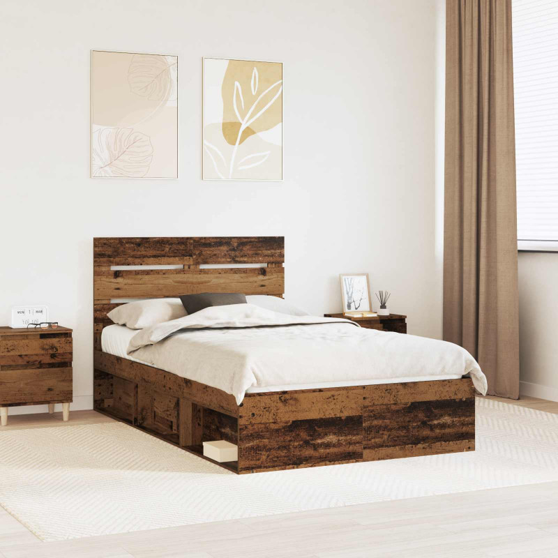 Ramka łóżka Stare drewno 120 x 200 cm Lite drewno sosnowe