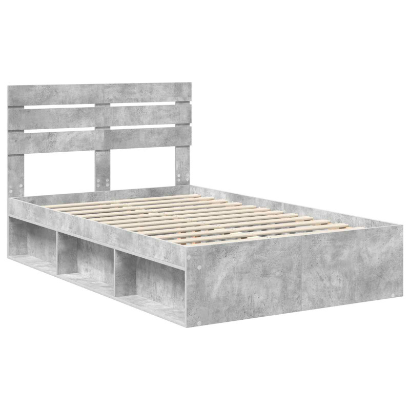Ramka łóżka Betonowy 120 x 200 cm Lite drewno sosnowe