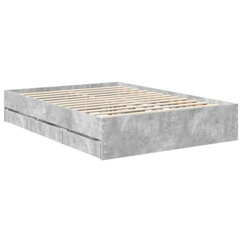 Ramka łóżka Betonowy szary 140 x 190 cm Drewno inżynieryjne