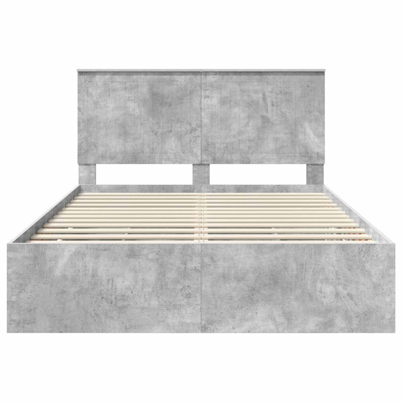 Ramka łóżka Betonowy szary 140 x 190 cm Drewno inżynieryjne
