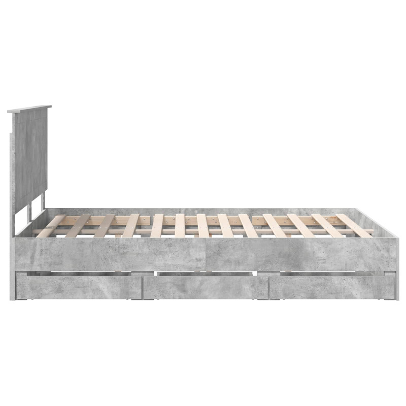 Ramka łóżka Betonowy szary 140 x 190 cm Drewno inżynieryjne