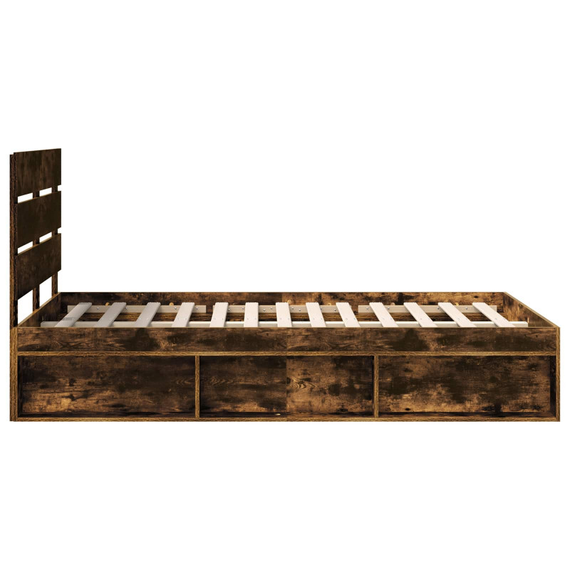 Ramka łóżka Dąb wędzony 120 x 190 cm Lite drewno sosnowe