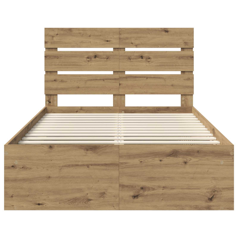 Ramka łóżka Dąb rzemieślniczy 120 x 190 cm Lite drewno sosnowe