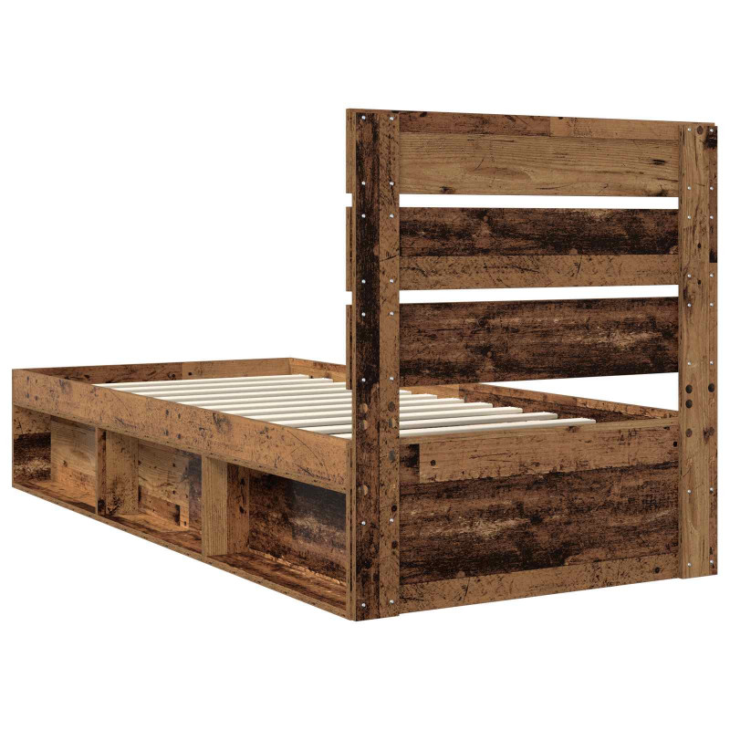 Ramka łóżka Stare drewno 100 x 200 cm Lite drewno sosnowe