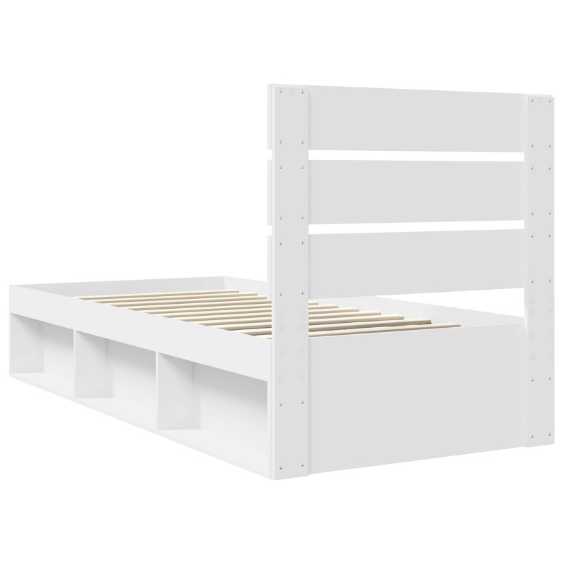 Ramka łóżka Z zagłówkiem Biały 90 x 200 cm Lite drewno sosnowe