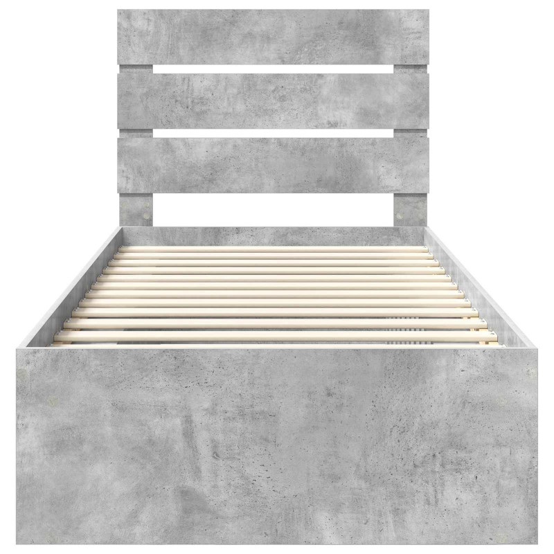 Ramka łóżka Betonowy 90 x 200 cm Lite drewno sosnowe