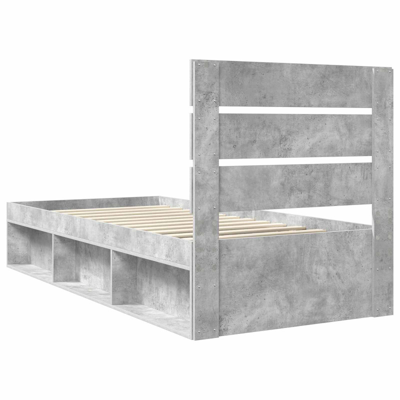 Ramka łóżka Betonowy 90 x 200 cm Lite drewno sosnowe
