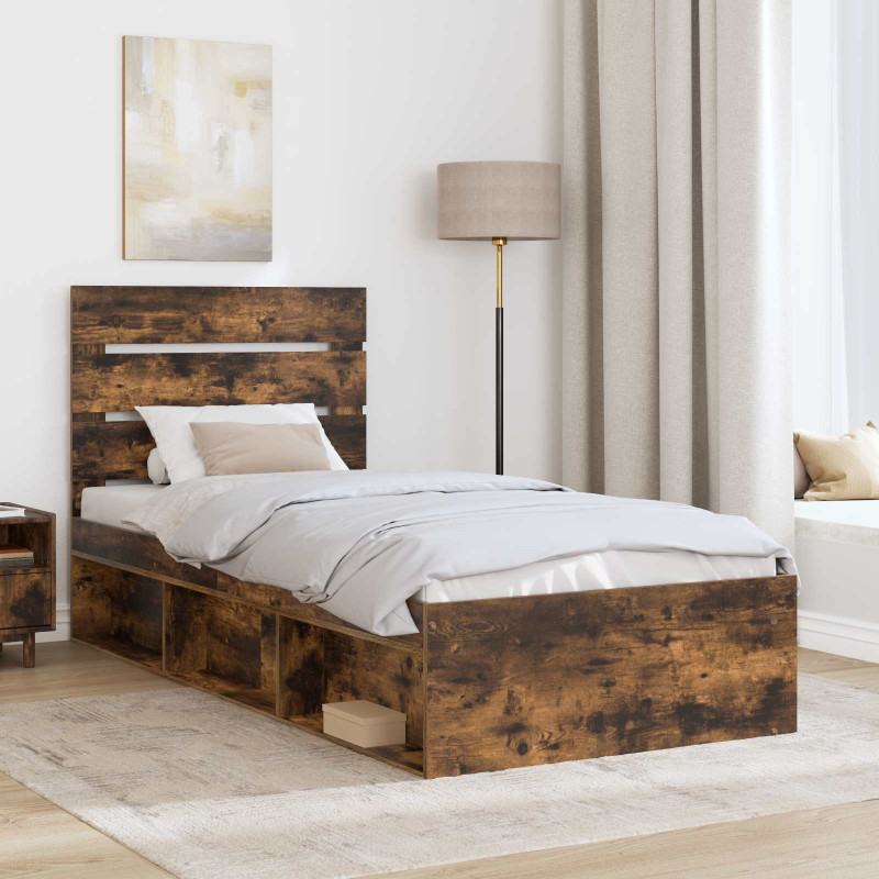 Ramka łóżka Dąb wędzony 90 x 200 cm Lite drewno sosnowe