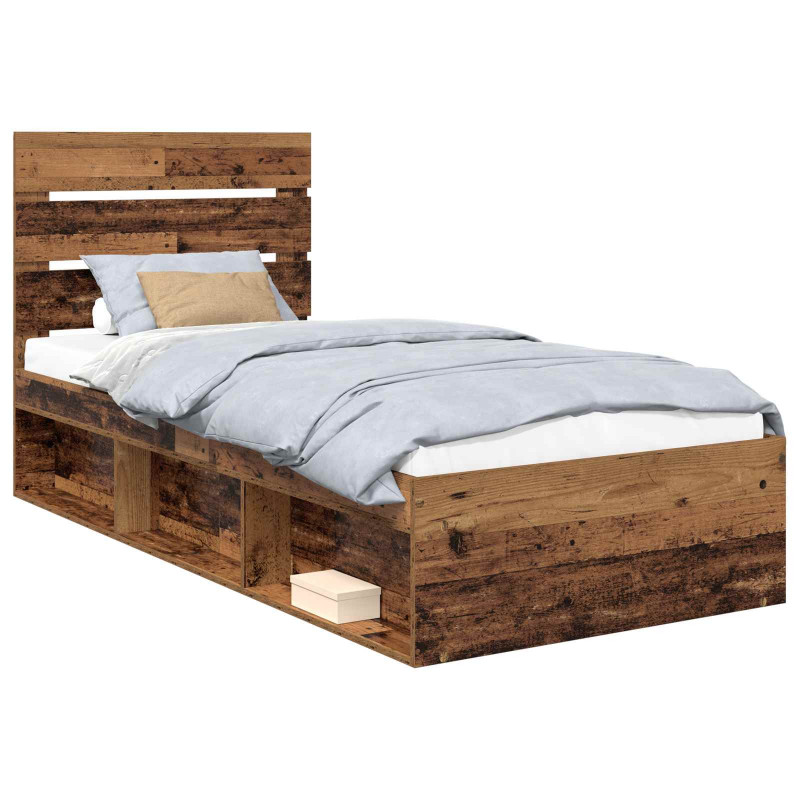 Ramka łóżka Stare drewno 90 x 200 cm Lite drewno sosnowe