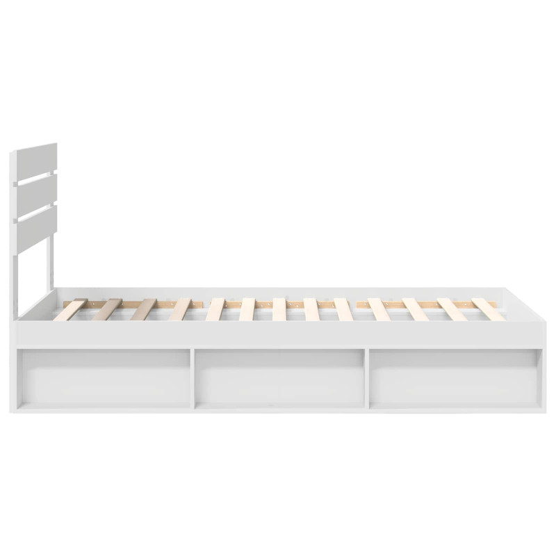 Ramka łóżka Z zagłówkiem Biały 90 x 200 cm Lite drewno sosnowe