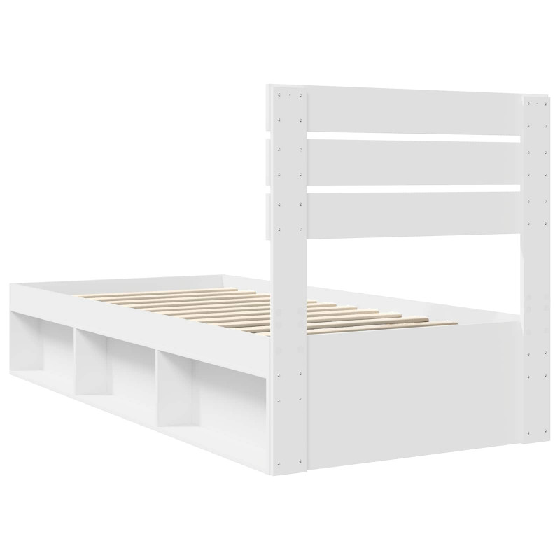 Ramka łóżka Z zagłówkiem Biały 90 x 200 cm Lite drewno sosnowe