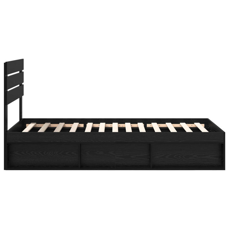 Ramka łóżka Z zagłówkiem Czarny 90 x 200 cm Lite drewno sosnowe