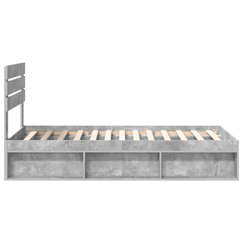 Ramka łóżka Betonowy 90 x 200 cm Lite drewno sosnowe