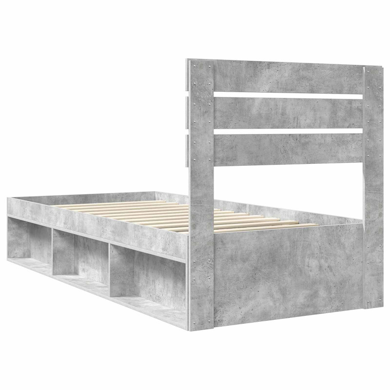Ramka łóżka Betonowy 90 x 200 cm Lite drewno sosnowe