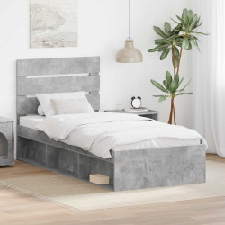 Ramka łóżka Szary beton 90 x 190 cm Lite drewno sosnowe