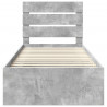 Ramka łóżka Szary beton 90 x 190 cm Lite drewno sosnowe