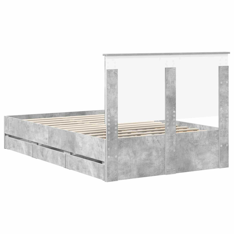 Ramka łóżka Betonowy szary 120 x 200 cm Drewno inżynieryjne