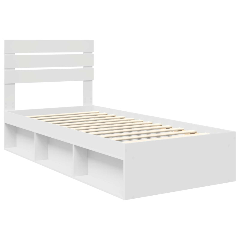 Ramka łóżka Z zagłówkiem Biały 90 x 190 cm Lite drewno sosnowe