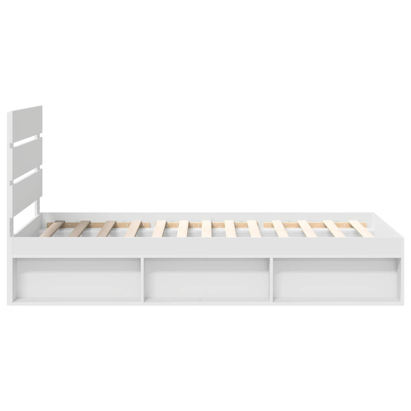 Ramka łóżka Z zagłówkiem Biały 75 x 190 cm Lite drewno sosnowe