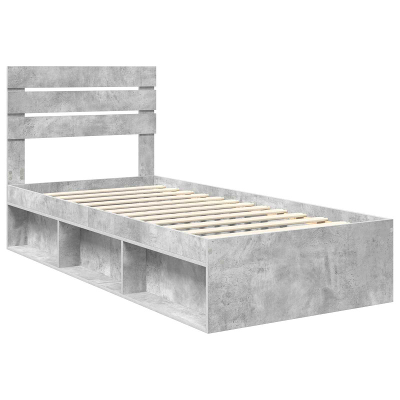 Ramka łóżka Szary beton 90 x 190 cm Lite drewno sosnowe