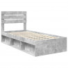 Ramka łóżka Szary beton 90 x 190 cm Lite drewno sosnowe