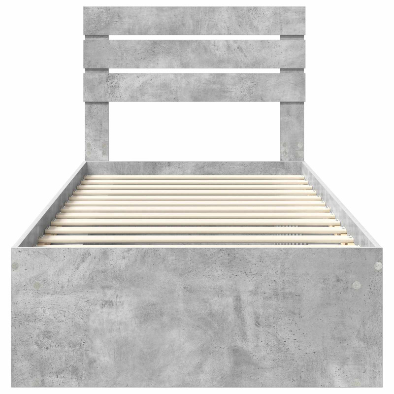 Ramka łóżka Szary beton 90 x 190 cm Lite drewno sosnowe