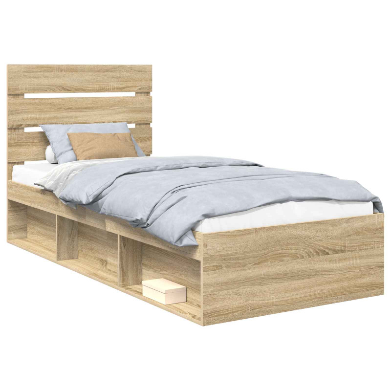 Ramka łóżka Dąb Sonoma 75 x 190 cm Lite drewno sosnowe