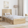 Ramka łóżka Dąb Sonoma 75 x 190 cm Lite drewno sosnowe