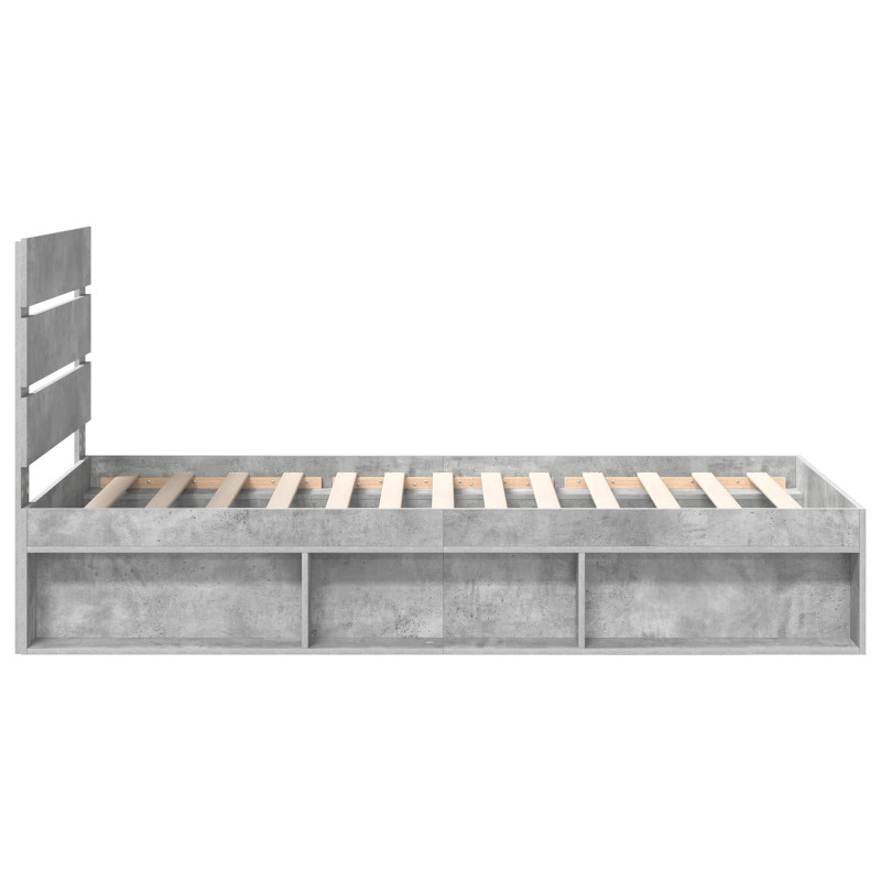 Ramka łóżka Szary beton 75 x 190 cm Lite drewno sosnowe