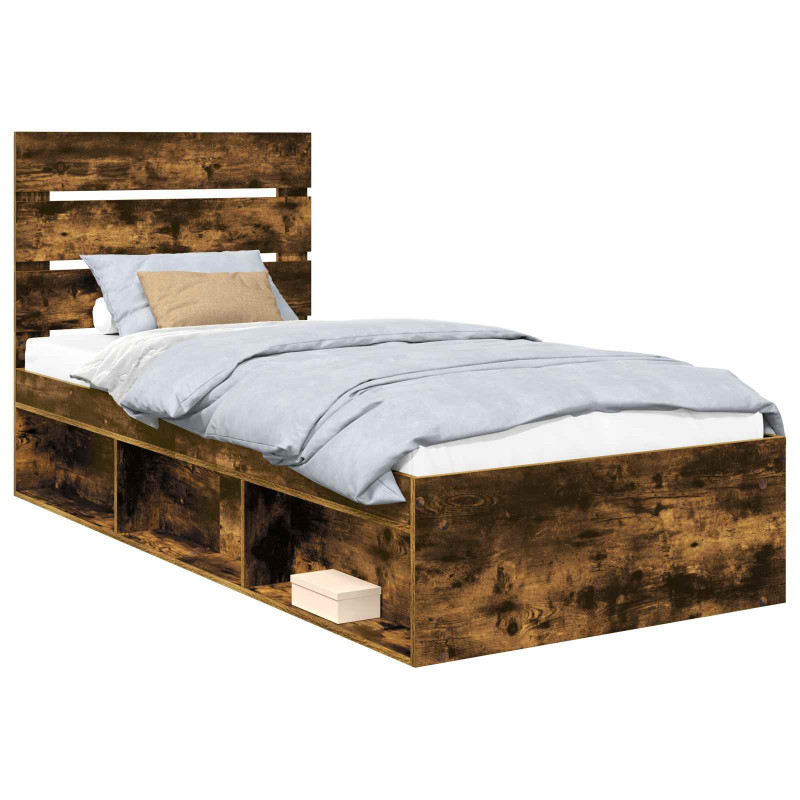 Ramka łóżka Dąb wędzony 75 x 190 cm Lite drewno sosnowe