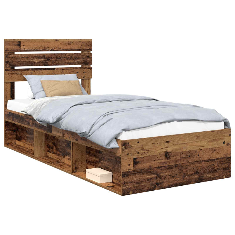 Ramka łóżka Stare drewno 90 x 190 cm Lite drewno sosnowe