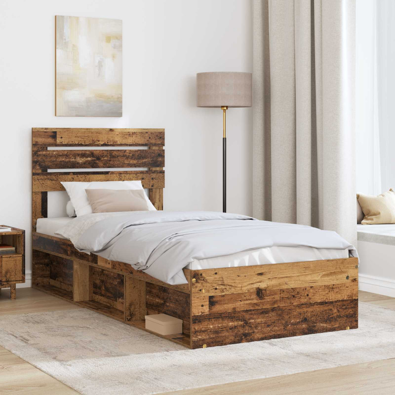 Ramka łóżka Stare drewno 90 x 190 cm Lite drewno sosnowe