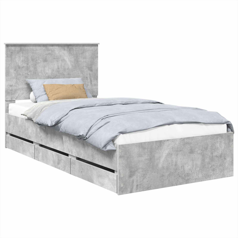 Ramka łóżka Betonowy szary 100 x 200 cm Drewno inżynieryjne