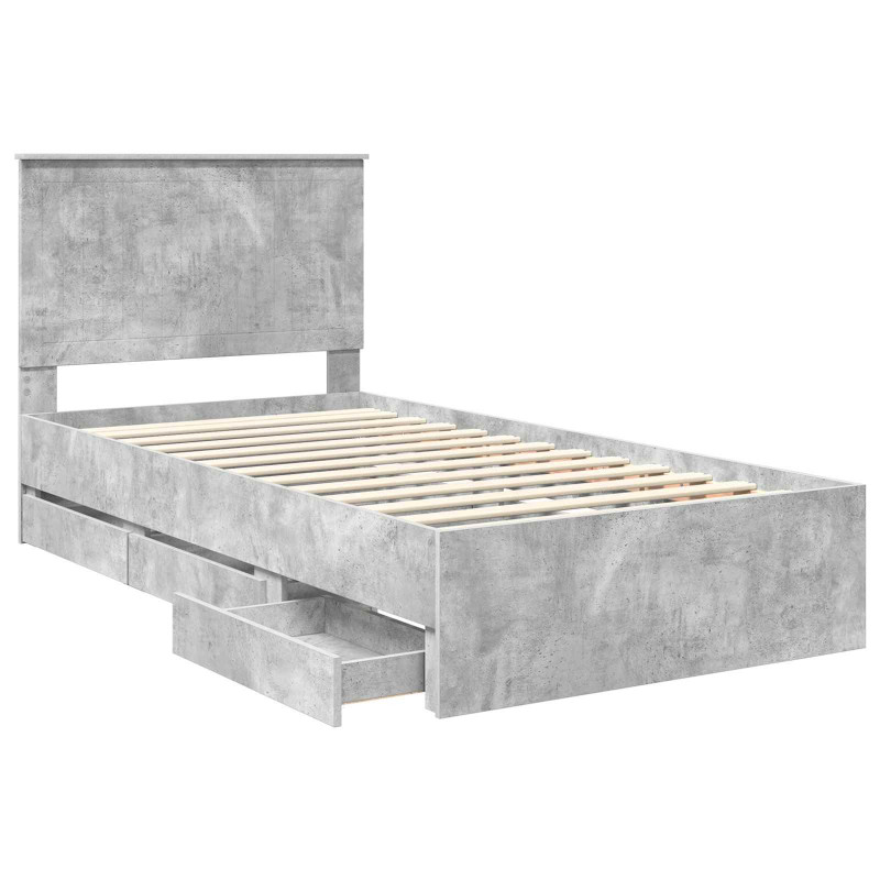 Ramka łóżka Betonowy szary 100 x 200 cm Drewno inżynieryjne