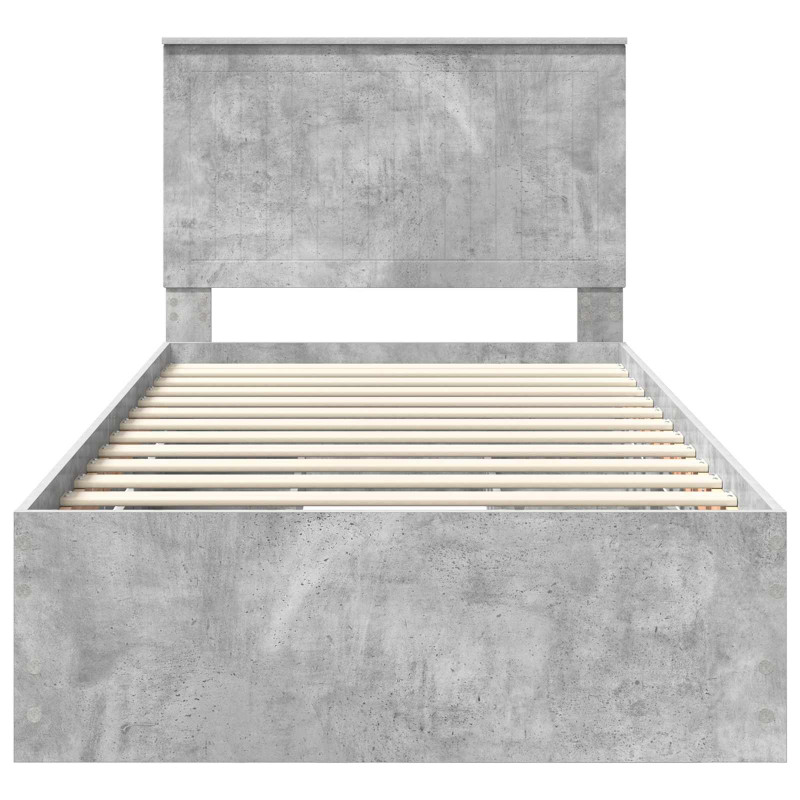 Ramka łóżka Betonowy szary 100 x 200 cm Drewno inżynieryjne