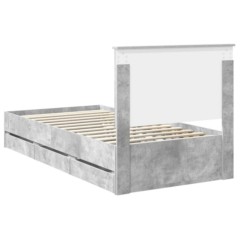 Ramka łóżka Betonowy szary 100 x 200 cm Drewno inżynieryjne