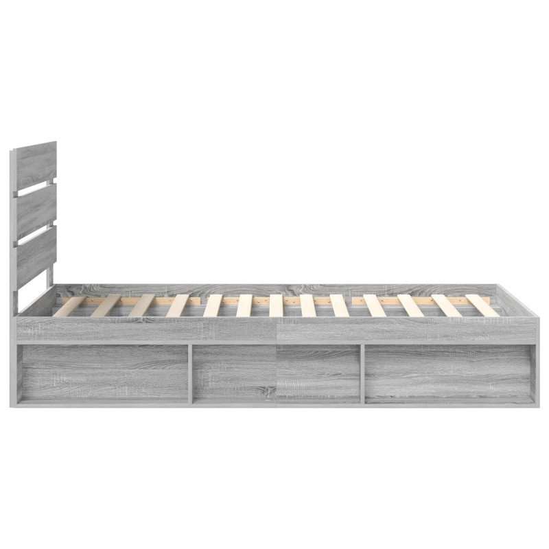 Ramka łóżka Szary Sonoma 75 x 190 cm Lite drewno sosnowe