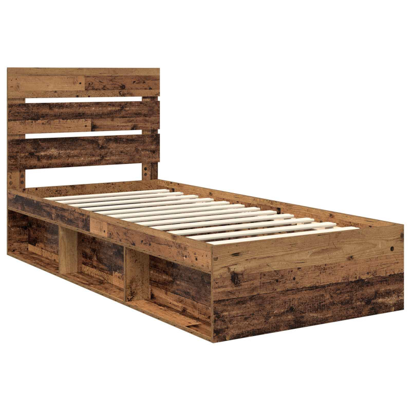 Ramka łóżka Stare drewno 75 x 190 cm Lite drewno sosnowe