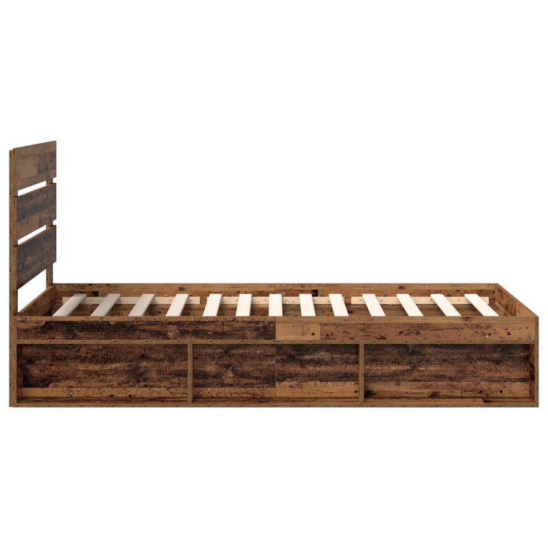 Ramka łóżka Stare drewno 75 x 190 cm Lite drewno sosnowe
