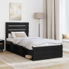 Ramka łóżka Z zagłówkiem Czarny 75 x 190 cm Lite drewno sosnowe