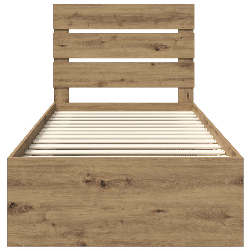 Ramka łóżka Dąb rzemieślniczy 75 x 190 cm Lite drewno sosnowe