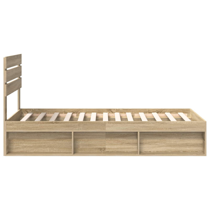 Ramka łóżka Dąb Sonoma 75 x 190 cm Lite drewno sosnowe